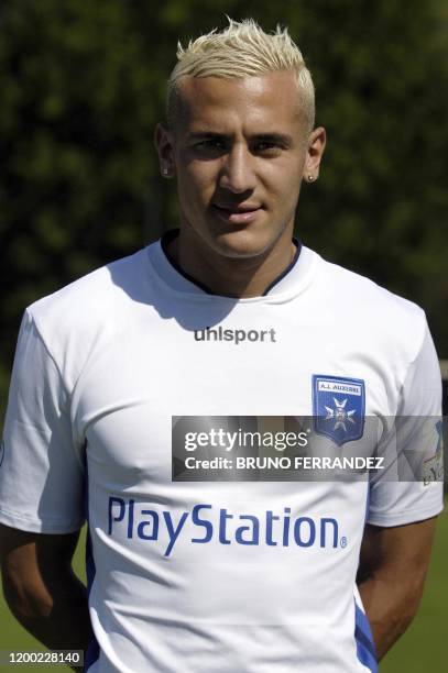 Forward of Auxerre's soccer team Hassan Yebda poses 17 July 2006 at the Abbe des Champs stadium in Auxerre, during the presentation of the team for...