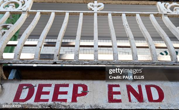 The main gala swimming pool at Moseley Road Baths is pictured in Birmingham, central England, on February 12 during a photocall to unveil the...