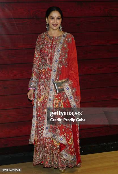 Madhuri Dixit attend the Javed Akhtar's 75th birthday celebration on January 17, 2020 in Mumbai, India..