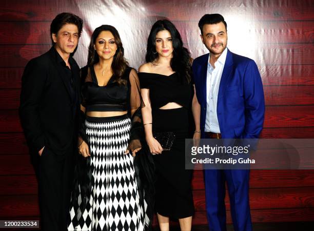 Shahrukh, Gauri Khan, Maheep and Sanjay Kapoor attend the Javed Akhtar's 75th birthday celebration on January 17, 2020 in Mumbai, India.