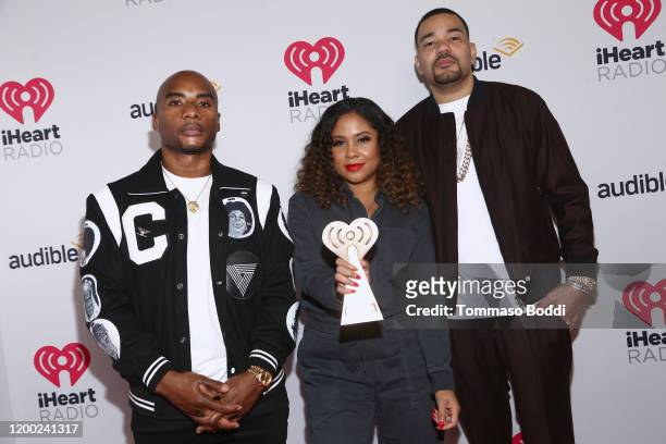 Charlamagne tha God, Angela Yee, and DJ Envy, winners of the Best Pop Culture Podcast award for 'The Breakfast Club,' attend the 2020 iHeartRadio...
