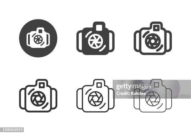 illustrazioni stock, clip art, cartoni animati e icone di tendenza di icone della fotocamera subacquea - serie multi - macchina fotografica subacquea