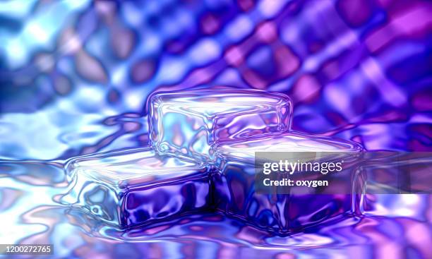 abstract 3d soft cube shapes fluid flow holographic ultra violet neon background - ultraviolett stock-fotos und bilder