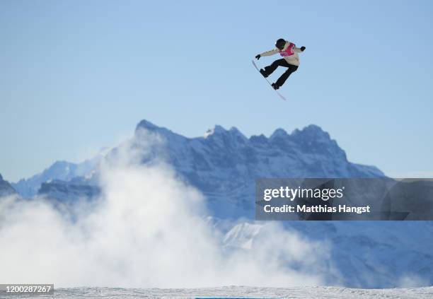 Lily Jekek of Australia competes in Women's Snowboard Slopestyle during day 9 of the Lausanne 2020 Winter Youth Olympics at Leysin Park & Pipe on...