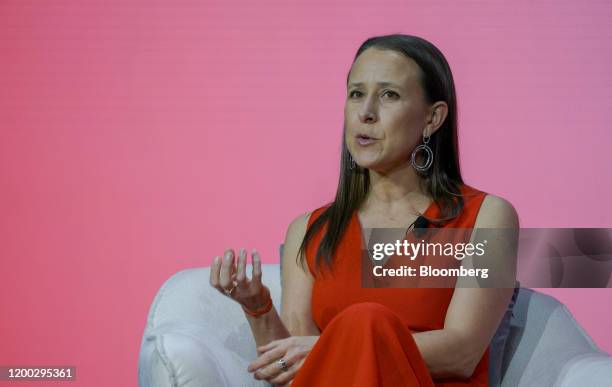 Anne Wojcicki, chief executive officer and co-founder of 23andMe Inc., speaks during the 2020 Makers Conference in Los Angeles, California, U.S., on...