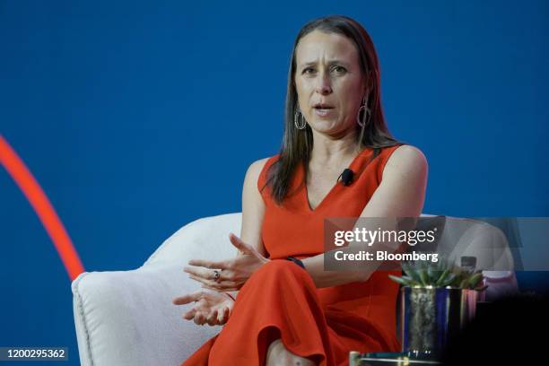 Anne Wojcicki, chief executive officer and co-founder of 23andMe Inc., speaks during the 2020 Makers Conference in Los Angeles, California, U.S., on...