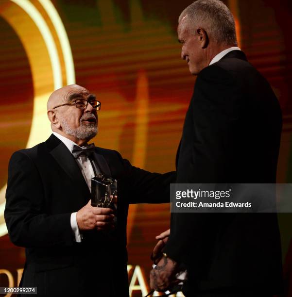 Film editor Alan Heim, ACE receives the 2020 ACE Career Achievement Award from actor Nick Cassavetes at the 70th Annual ACE Eddie Awards at The...