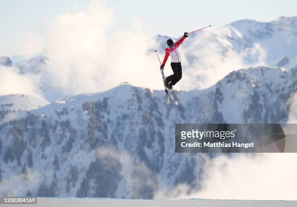 Ailing Eileen Gu of China competes in Women's Freeski Slopestyle Final during day 9 of the Lausanne 2020 Winter Youth Olympics at Leysin Park & Pipe...