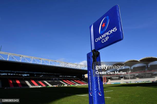 General view of the stadium prior to the Heineken Champions Cup Round 6 match between Lyon Olympique Universitaire and Northampton Saints at Matmut...