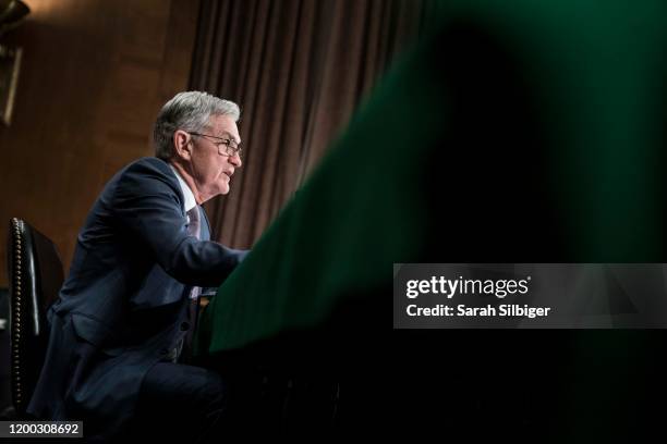 Federal Reserve Board Chairman Jerome Powell testifies during a hearing on "The Semiannual Monetary Policy Report to the Congress," in front of the...