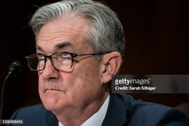 Federal Reserve Board Chairman Jerome Powell testifies during a hearing on "The Semiannual Monetary Policy Report to the Congress," in front of the...