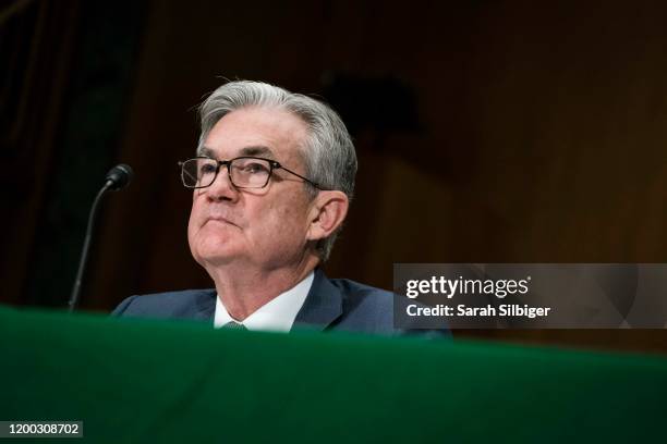 Federal Reserve Board Chairman Jerome Powell testifies during a hearing on "The Semiannual Monetary Policy Report to the Congress," in front of the...