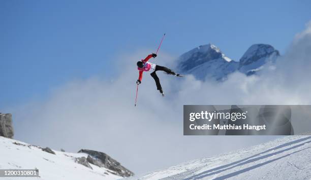 Ailing Eileen Gu of China competes in Women's Freeski Slopestyle Final during day 9 of the Lausanne 2020 Winter Youth Olympics at Leysin Park & Pipe...