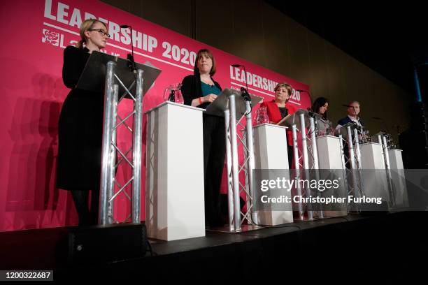 Labour MPs, Rebecca Long-Bailey, Jess Phillips, Emily Thornberry, Lisa Nandy and Keir Starmer, take part in the first party leadership hustings at...