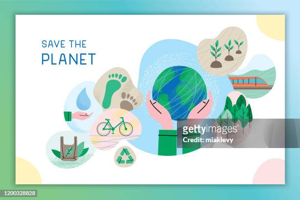 save the planet - environmental issues stock illustrations