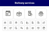 Delivery services line icon set