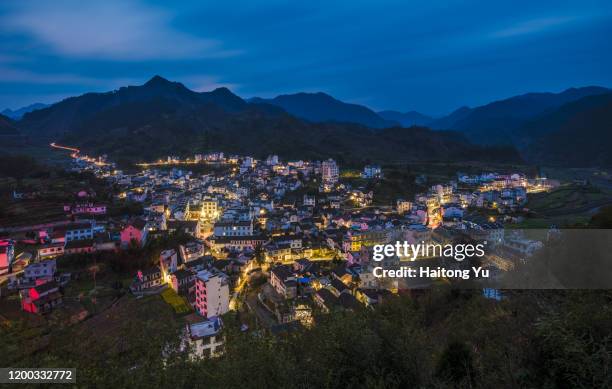 night at town of japeng, anhui, china. - anhui pastoral stock pictures, royalty-free photos & images