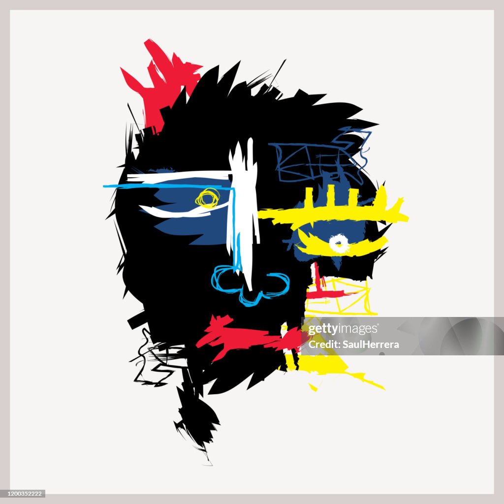 Abstract art in primitive neo-expressionism style