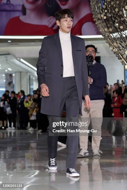 South Korean actor Kim Young-Kwang attends the photocall for 'Lancome' advanced genifique red edition launch event at Lotte World Mall on January 18,...