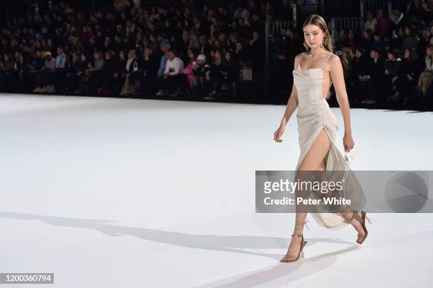 Gigi Hadid walks the runway during the Jacquemus Menswear Fall/Winter 2020-2021 show as part of Paris Fashion Week on January 18, 2020 in Paris,...