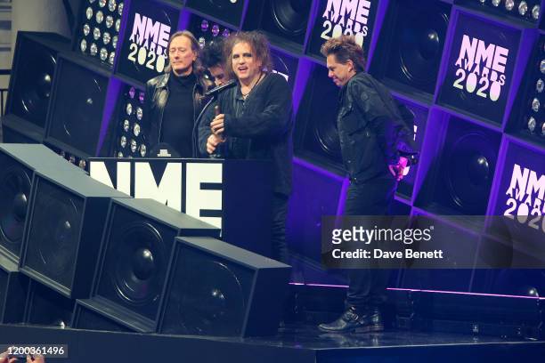 Robert Smith of The Cure accepts the Best Festival Headliner award at The NME Awards 2020 at the O2 Academy Brixton on February 12, 2020 in London,...
