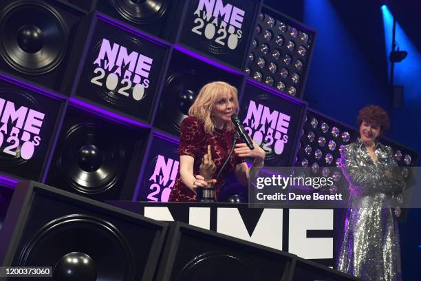 Courtney Love and Annie Mac attend The NME Awards 2020 at the O2 Academy Brixton on February 12, 2020 in London, England.