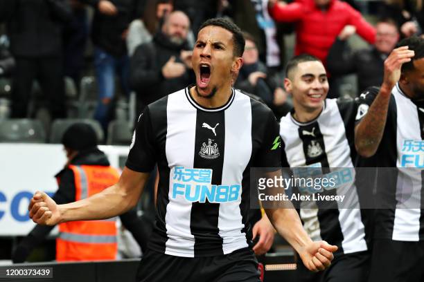Isaac Hayden of Newcastle United celebrates scoring the opening goal during the Premier League match between Newcastle United and Chelsea FC at St....