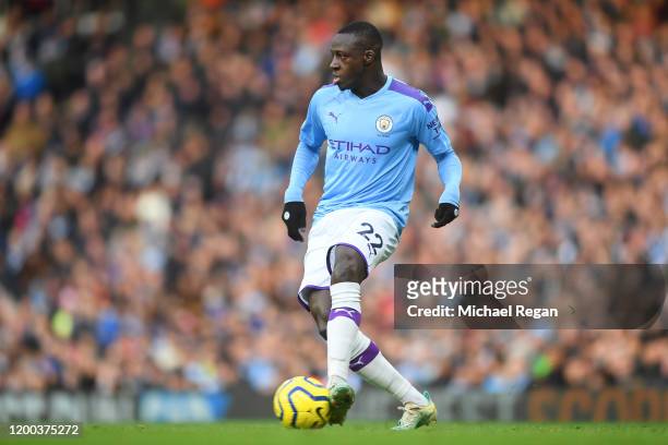 Benjamin Mendy of Manchester City in action during the Premier League match between Manchester City and Crystal Palace at Etihad Stadium on January...