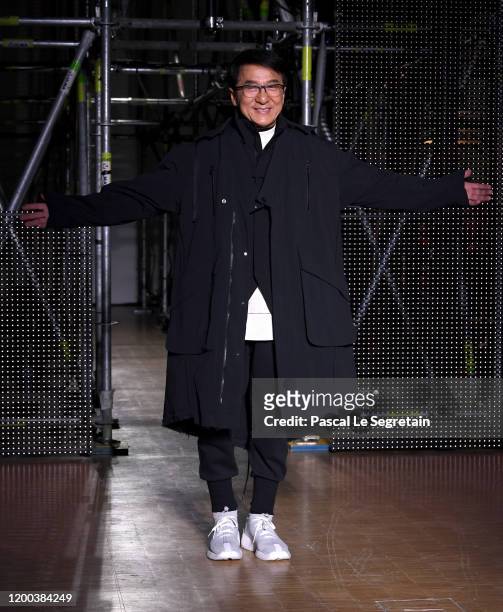 Jackie Chan walks the runway during the Li-Ning Menswear Fall/Winter 2020-2021 show as part of Paris Fashion Week on January 18, 2020 in Paris,...
