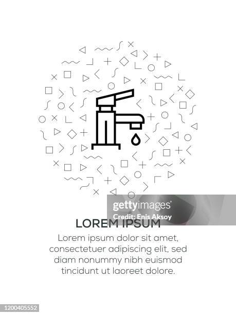 water tap icon arranged with geometrical shapes - faucet installation stock illustrations
