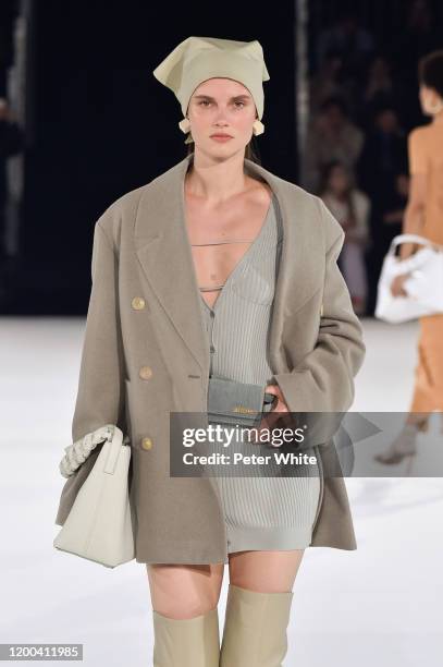 Giedre Dukauskaite walks the runway during the Jacquemus Menswear Fall/Winter 2020-2021 show as part of Paris Fashion Week on January 18, 2020 in...