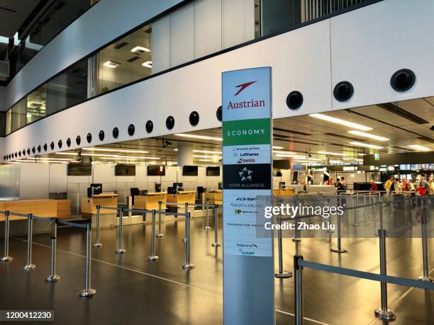 terminal of vienna international airport - vienna airport stock pictures, royalty-free photos & images