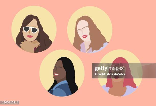 4 type of women image - portrait yellow stock illustrations