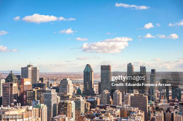 panoramic view of downtown montréal - montreal building stock pictures, royalty-free photos & images