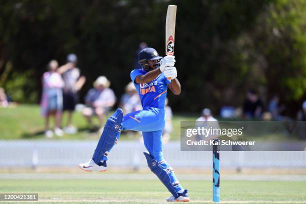 Vijay Shankar of India A bats during the One Day International between New Zealand XI and India A at Bert Sutcliffe Oval on January 19, 2020 in...