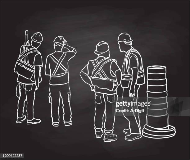 working construction jobs chalkboard - construction worker back stock illustrations