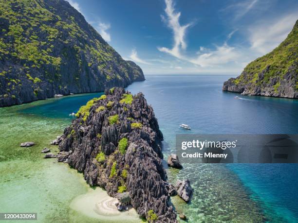 tapiutan island palawan beach islet hut el nido filippinerna - turistbåt bildbanksfoton och bilder