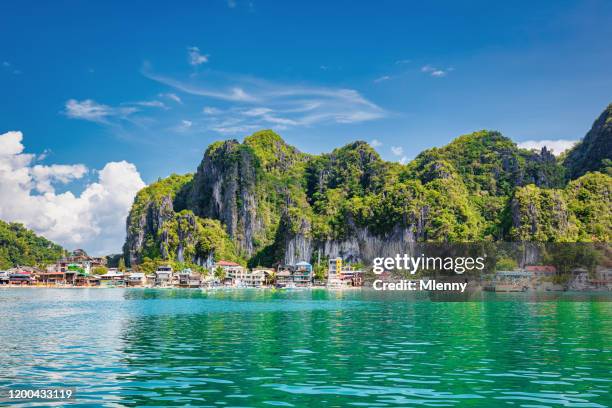 el nido harbor waterfront palawan phillippines - el nido stockfoto's en -beelden