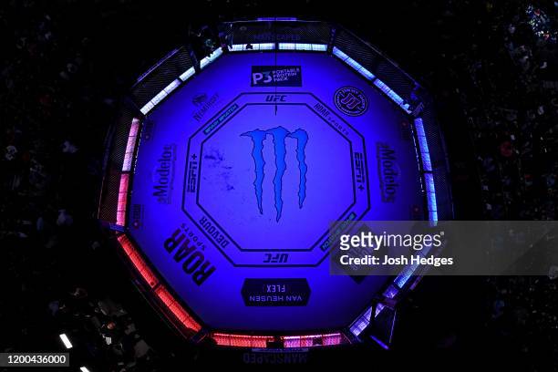 An overhead view of the Octagon during the UFC 246 event at T-Mobile Arena on January 18, 2020 in Las Vegas, Nevada.