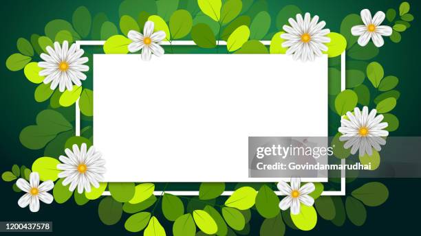 spring background and green leaves with paper card note - forest high angle view stock illustrations