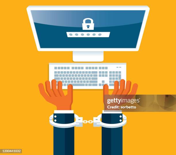 internet crime - arrest stock illustrations