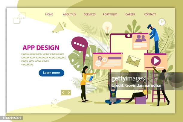 stockillustraties, clipart, cartoons en iconen met app-ontwikkeling - responsives webdesign