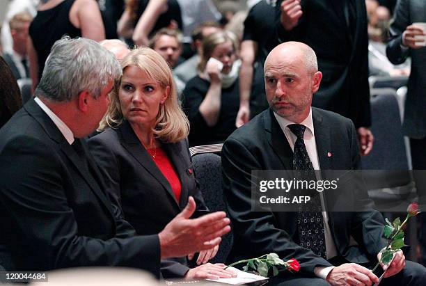 Norwegian parliamentary president, Dag Terje Andersen sits next to leader of the Danish Social Democrats, Helle Thorning-Schmidt and leader of the...