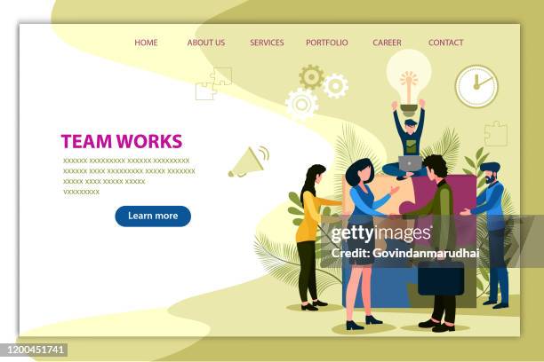 team work management - employee engagement banner stock illustrations