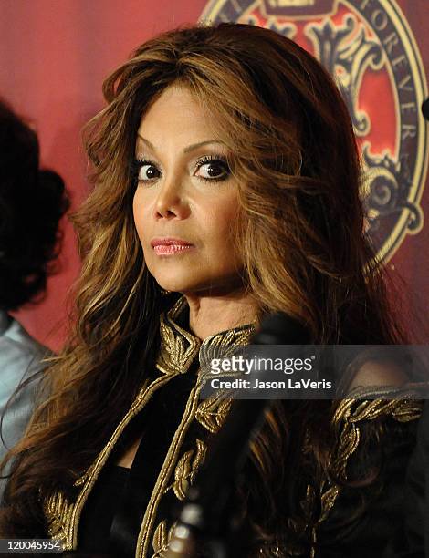 La Toya Jackson attends the Jackson Family press conference at Beverly Hills Hotel on July 25, 2011 in Beverly Hills, California.