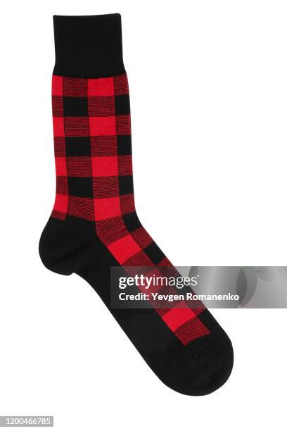 checkered sock on white background - socks isolated stock pictures, royalty-free photos & images