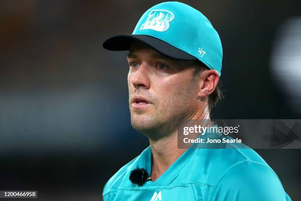 De Villiers of the Heat looks on during the Bash Bash League match between the Brisbane Heat and Melbourne Renegades at The Gabba on January 19, 2020...