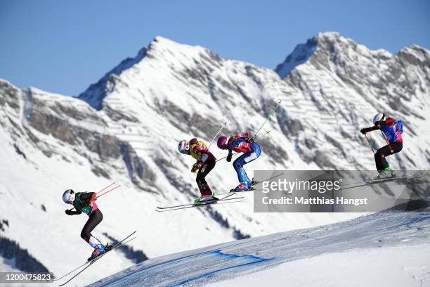 Marie Karoline Krista of Switzerland, Marie Pier Brunet of Canada, Ingrid Leivestad of Norway and Hongyun Ran of China compete in Women's ski cross...