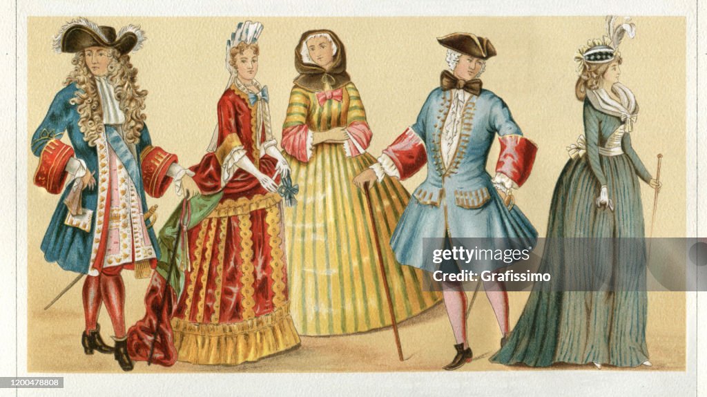 France traditional clothing Louis XIV 17th century