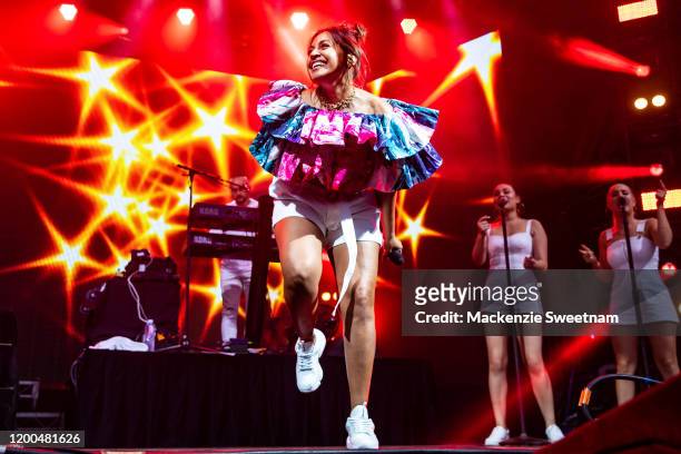 Jessica Mauboy performs on stage during the 2020 Australian Open Girls Day Out and AO Music Relief Concert at Melbourne Park on January 19, 2020 in...